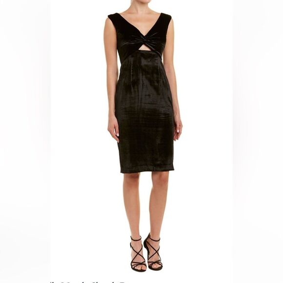 NWT Milly Mandy black sleeveless velvet midi dress Twisted front keyhole size 2 - Picture 1 of 8